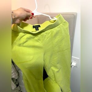 Who what wear lime green sweat pants and sweatshirt